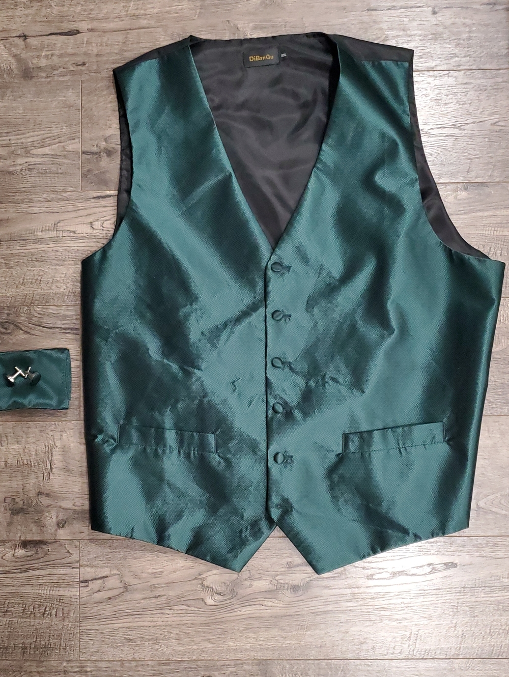 DiBanGu  Men's Dark Teal Dress Vest 100%silk